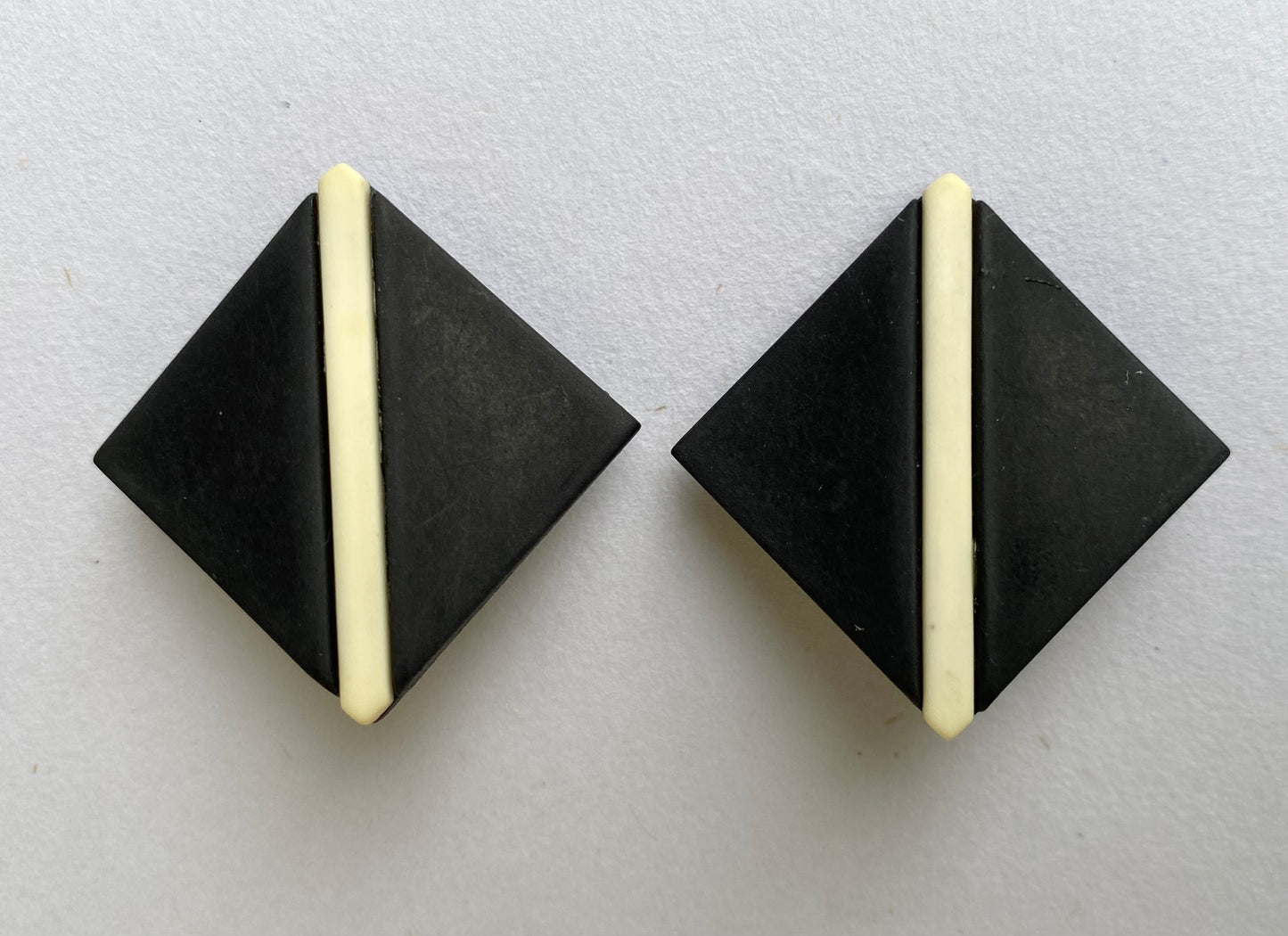 1980's Black & White Wooden Earrings