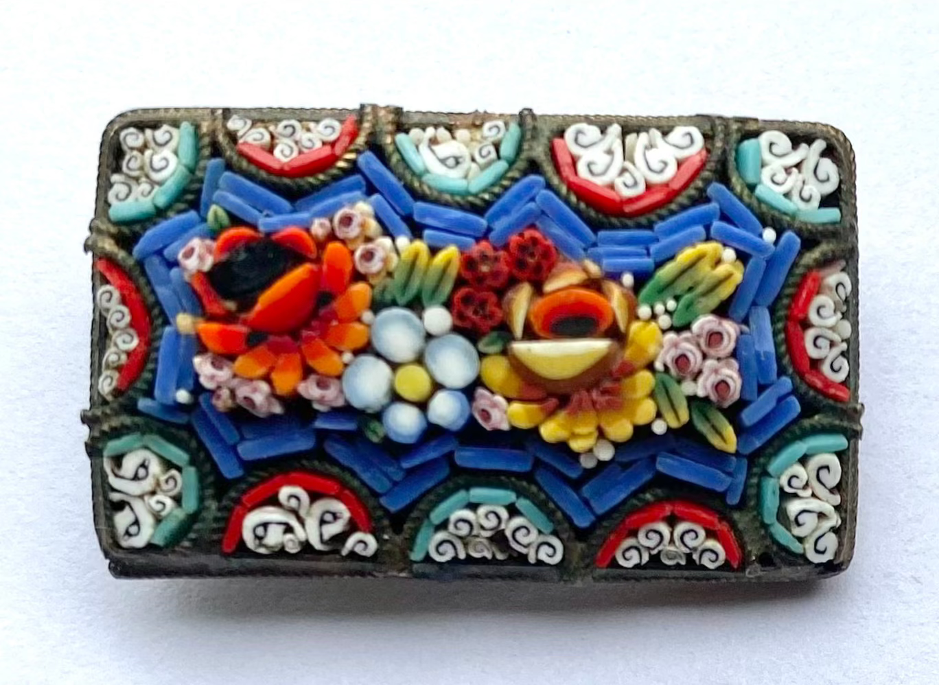 Antique Micro Mosaic Floral Brooch