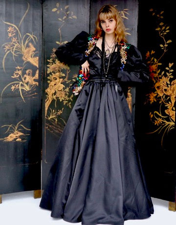 Stephen Fitzgerald Black Satin Ballgown and Jacket
