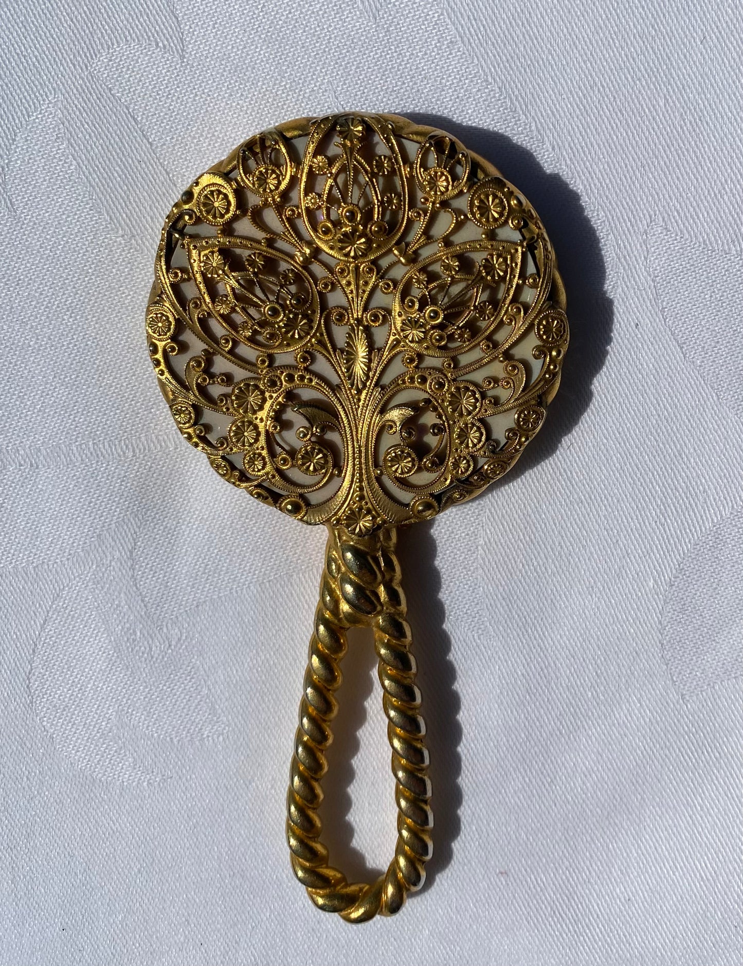 Vintage Filigreed Hand Mirror Compact