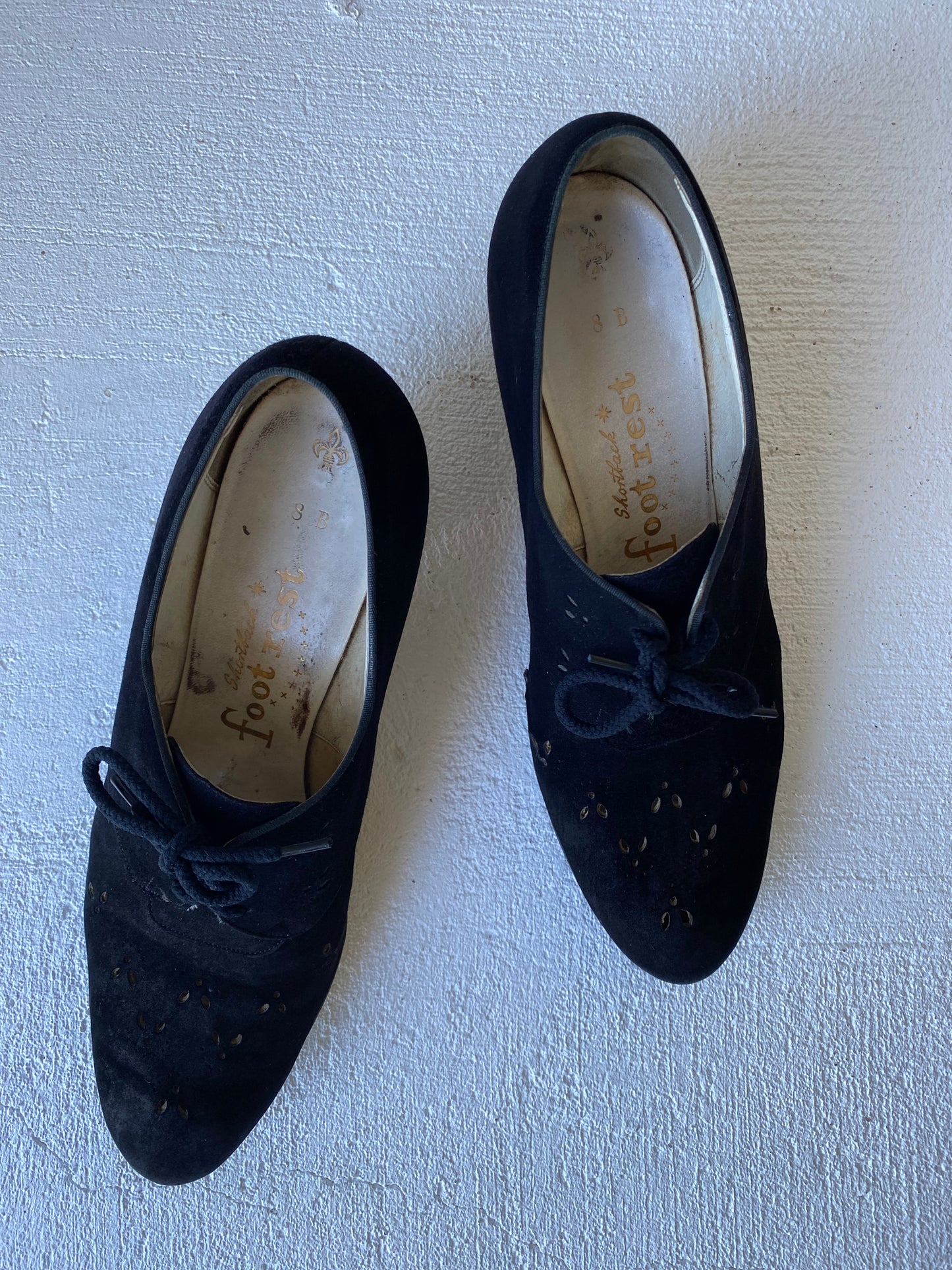1940's Black Suede Lace Up Heels