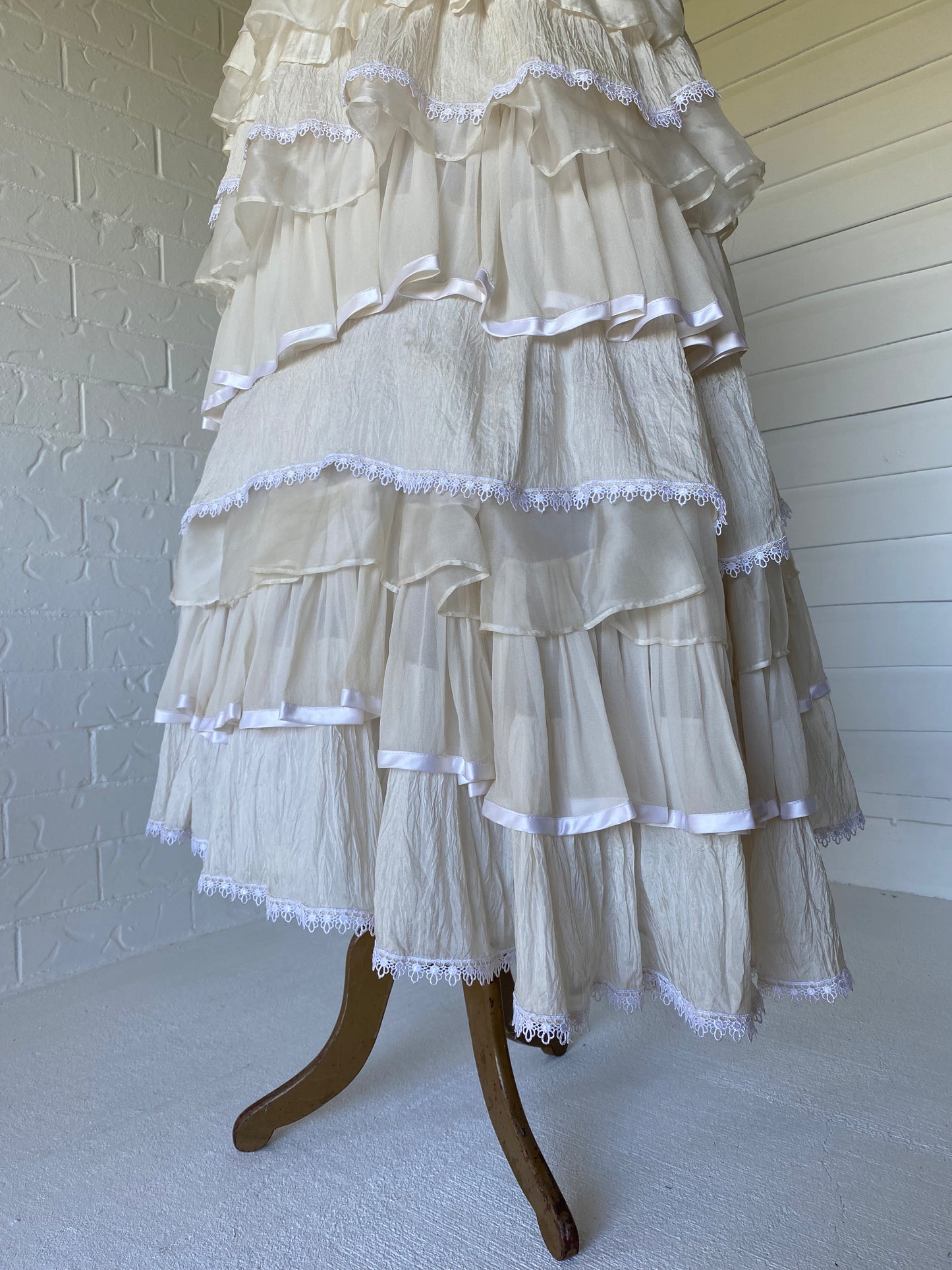 Couture Ivory Tiered Silk Skirt