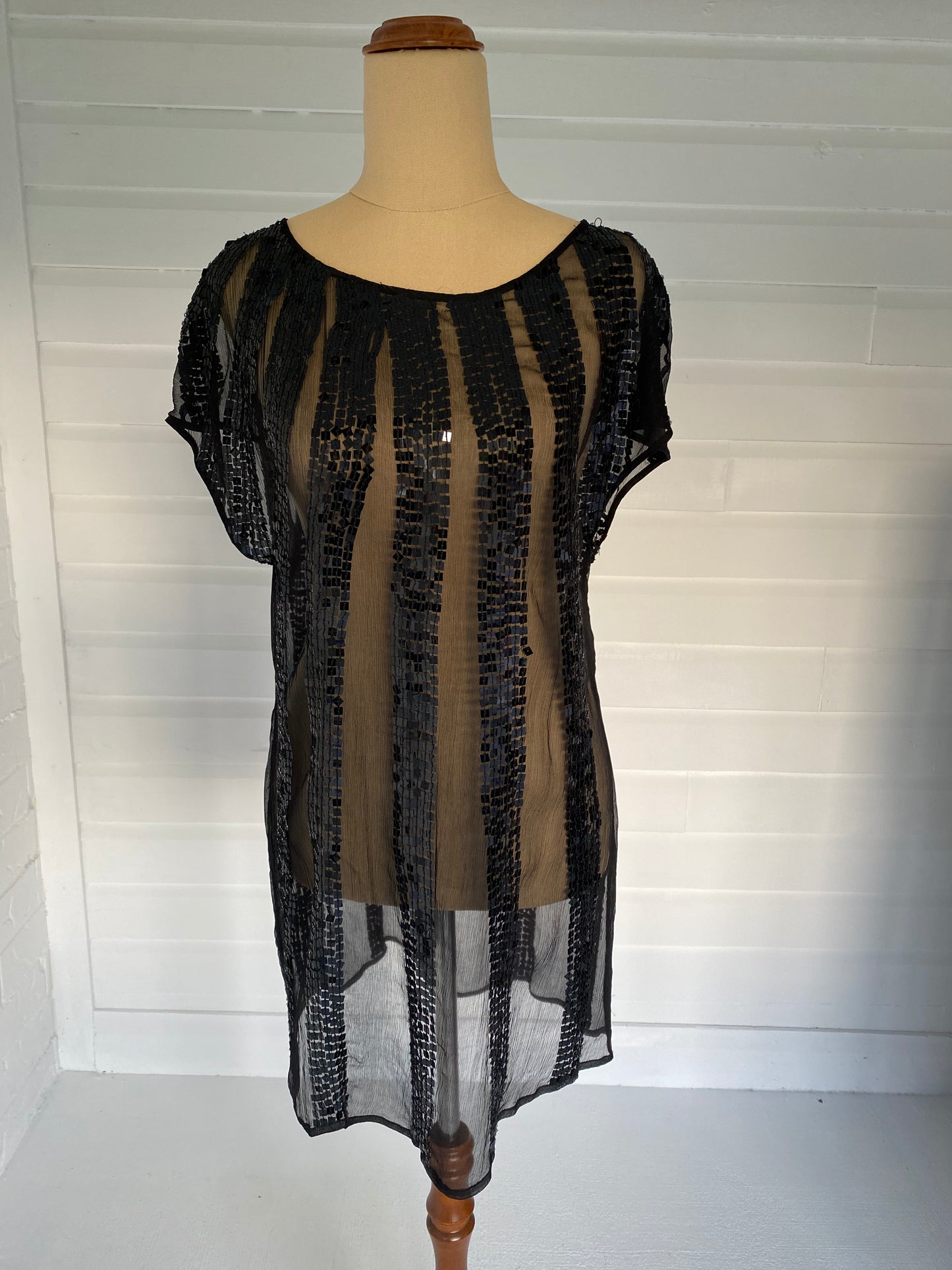 Ladakh Square Sequin Silk Tunic Top