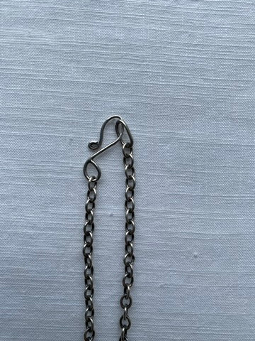 Brutalist Mid Century Petrified Shell Pearl & Silver Pendant