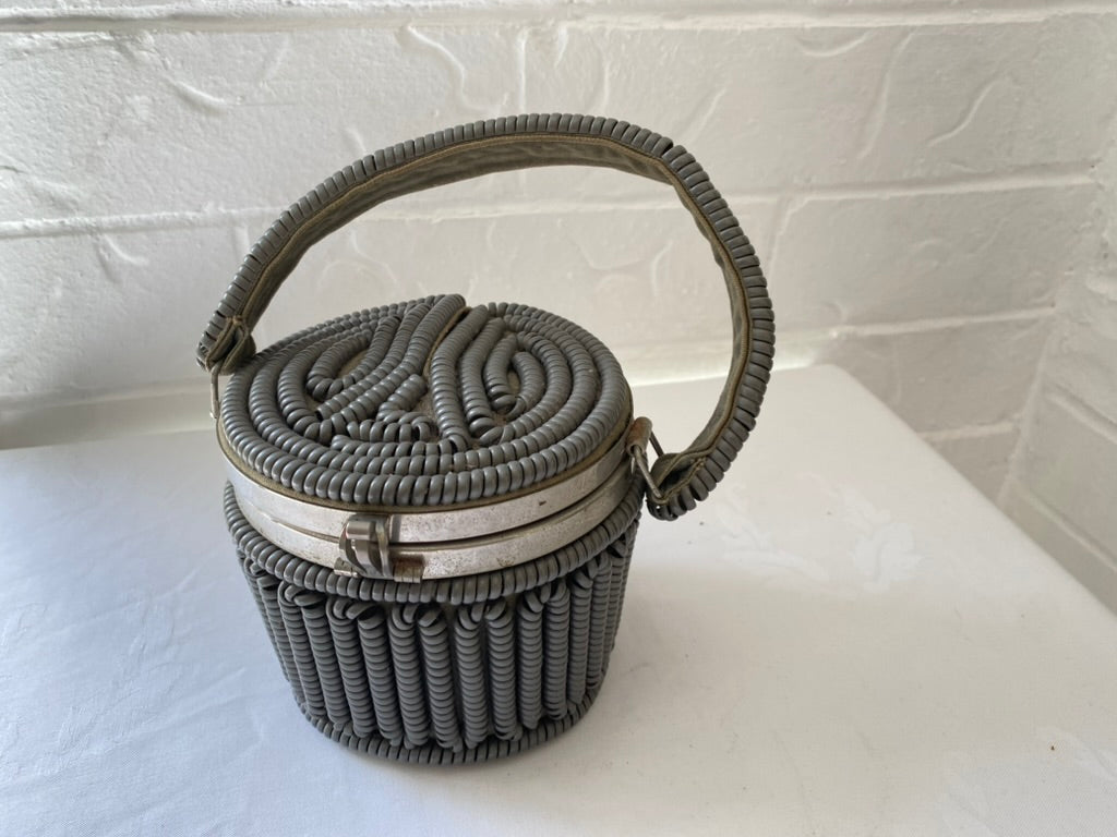 1940's Grey Round Coil Handbag