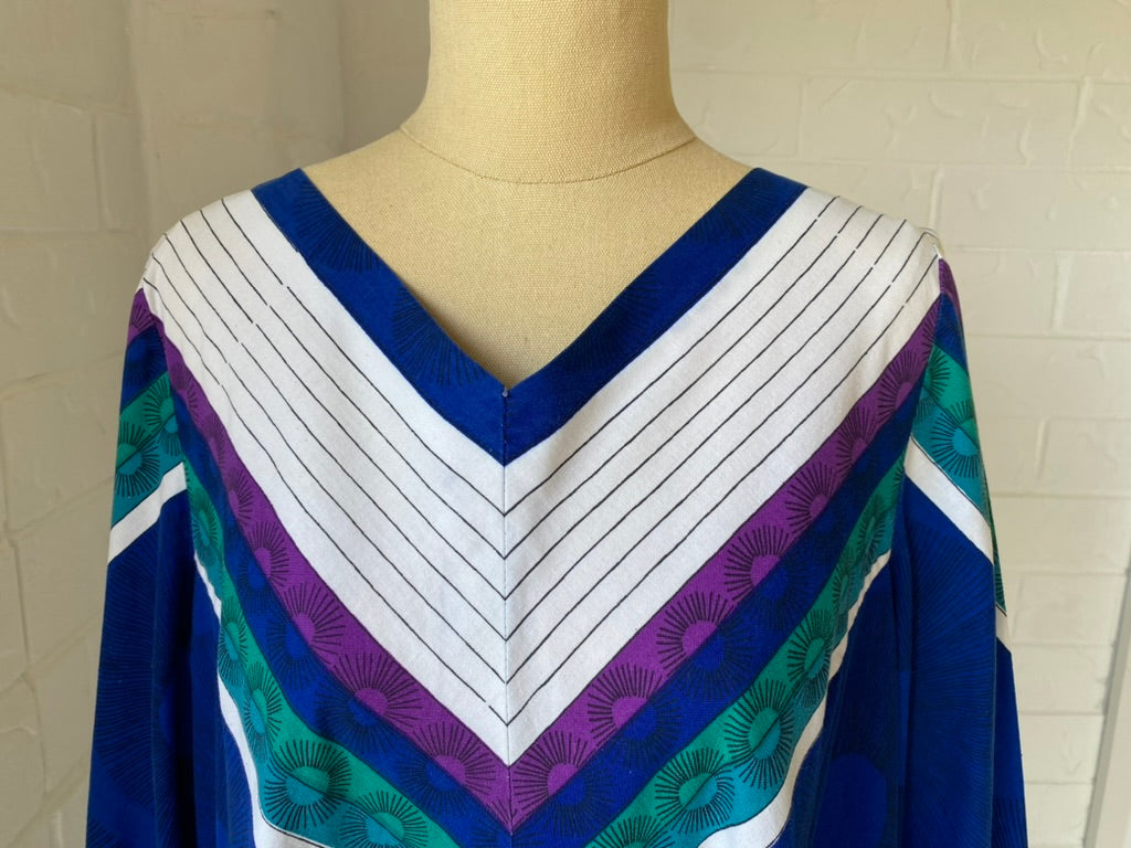 1970's Cotton Chevron Design Kaftan