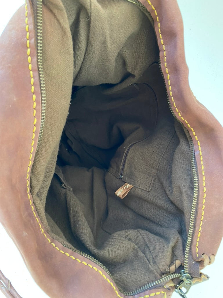 Extra Large Vintage Embroidered Leather Bag