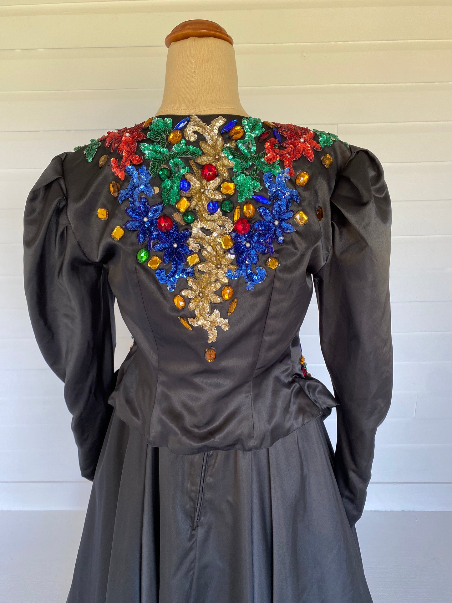 Stephen Fitzgerald Black Satin Ballgown and Jacket