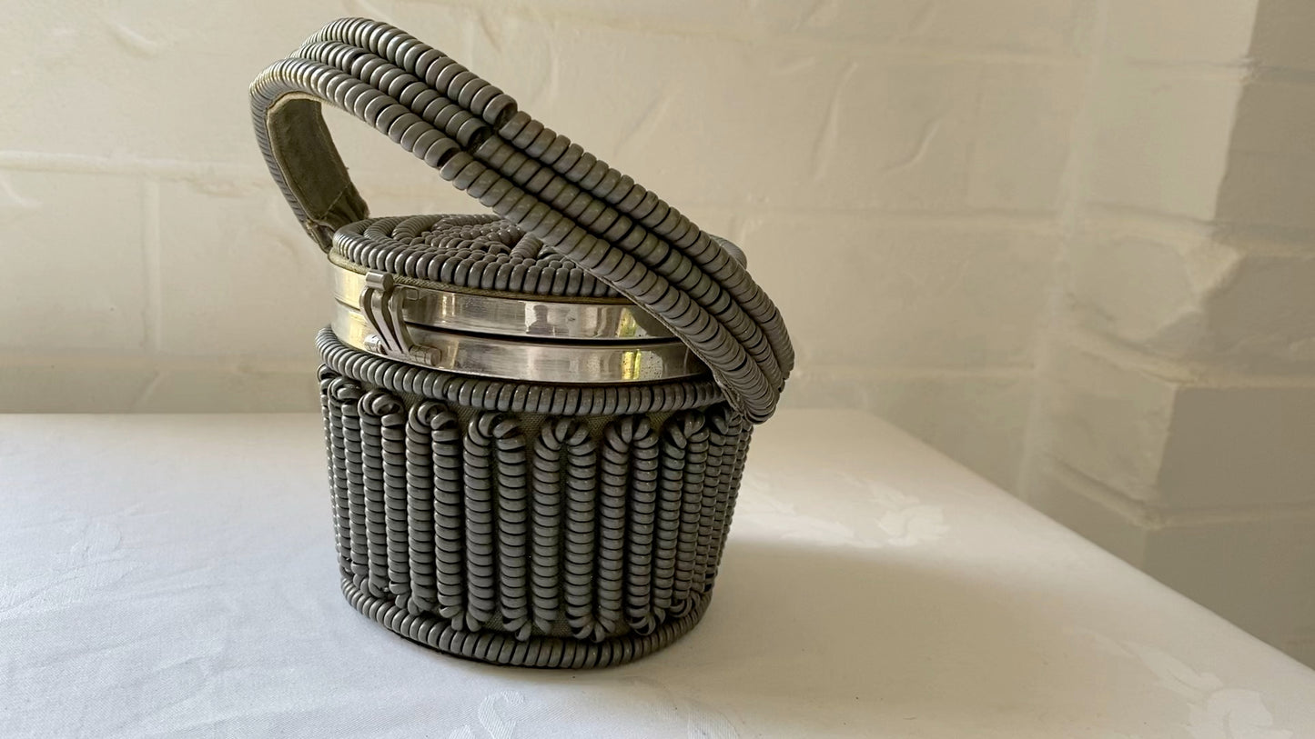 1940's Grey Round Coil Handbag