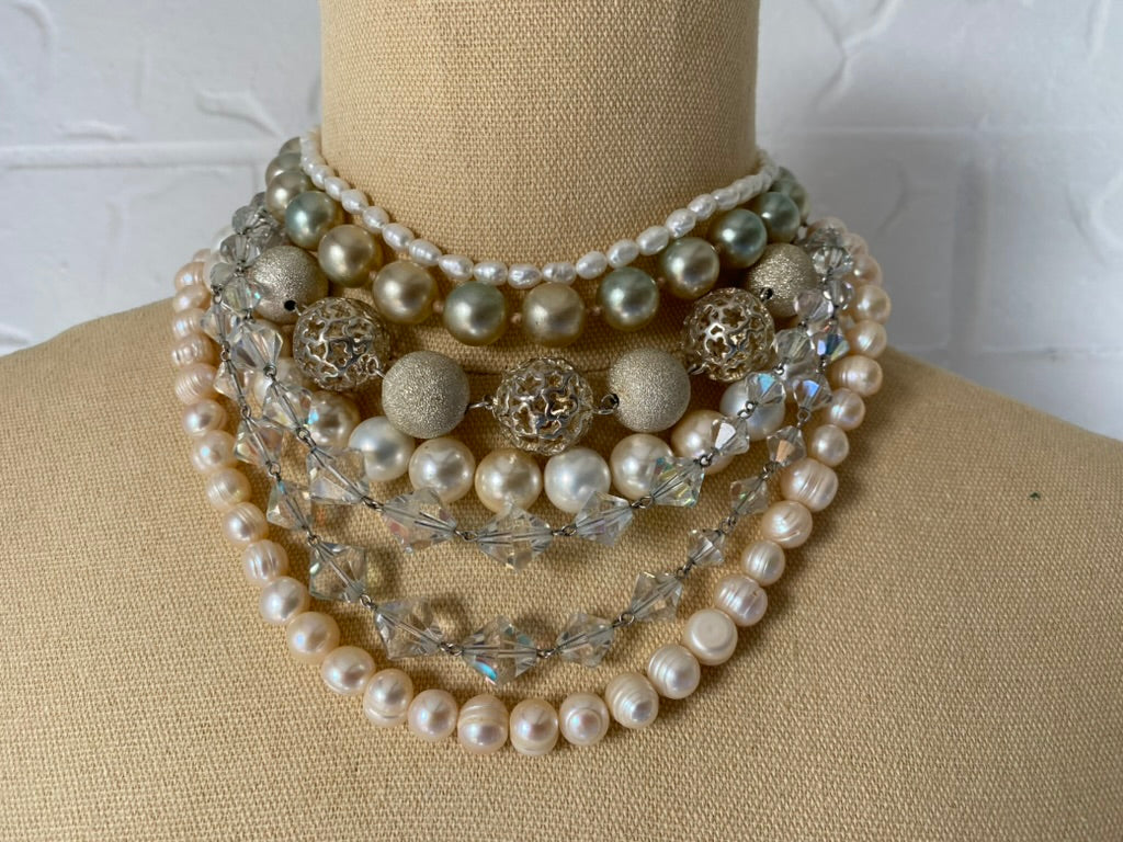 Silver, Pearl and Crystal Necklace Collection