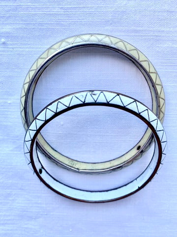 Pair of Vintage White and Sage Cloisonne Bangels