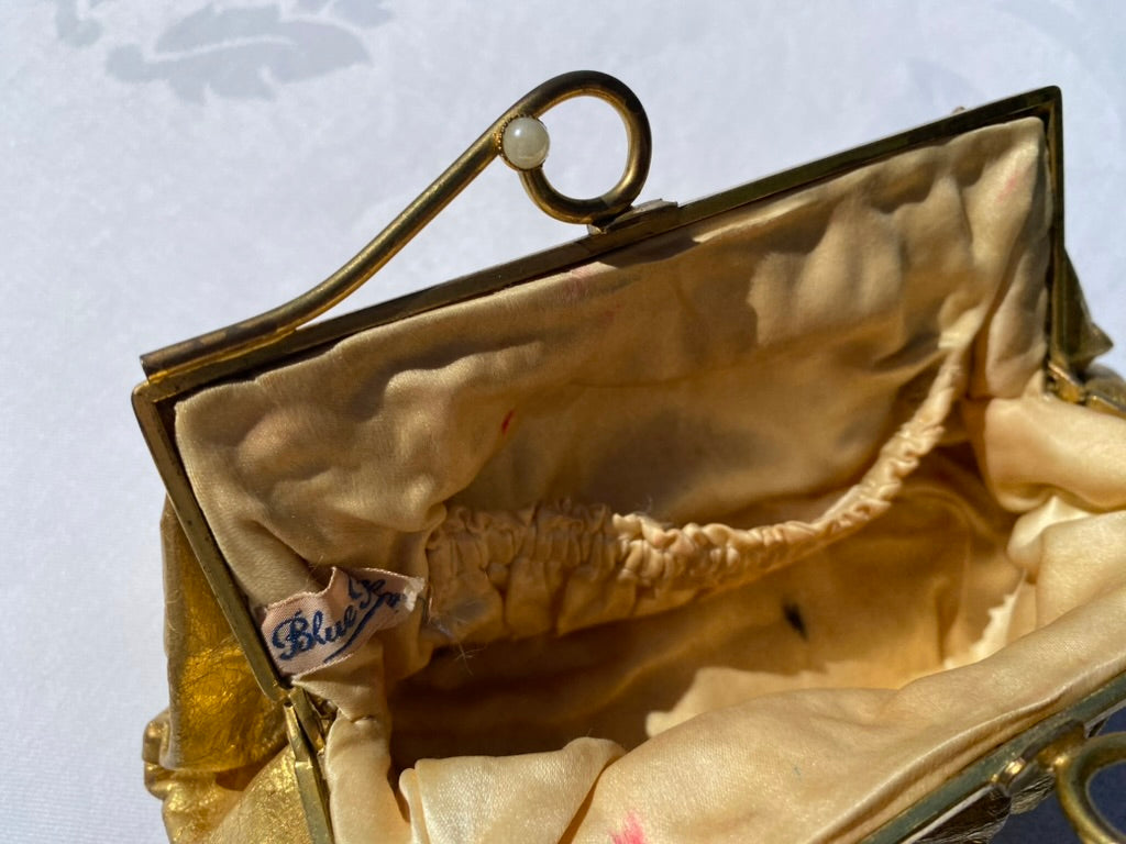 1950's Antique Gold Leather Handbag