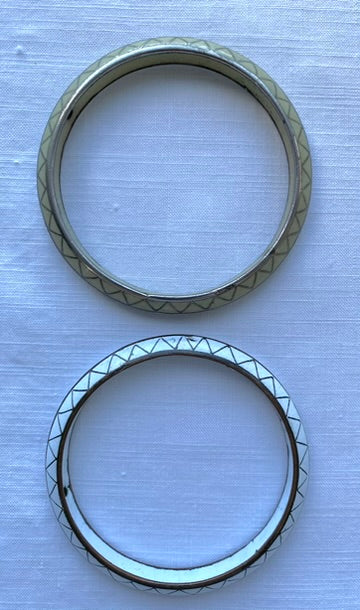 Pair of Vintage White and Sage Cloisonne Bangels