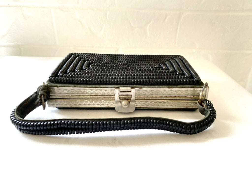 1940's Black Coil Handbag
