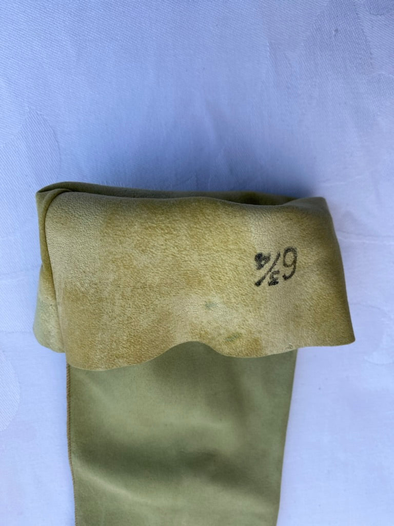 Pea Green Long Suede Gloves