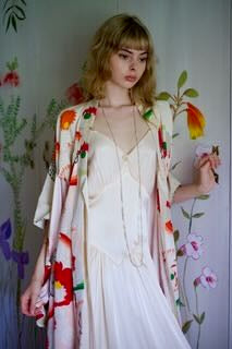 1960'S Vintage Silk Crepe Kimono