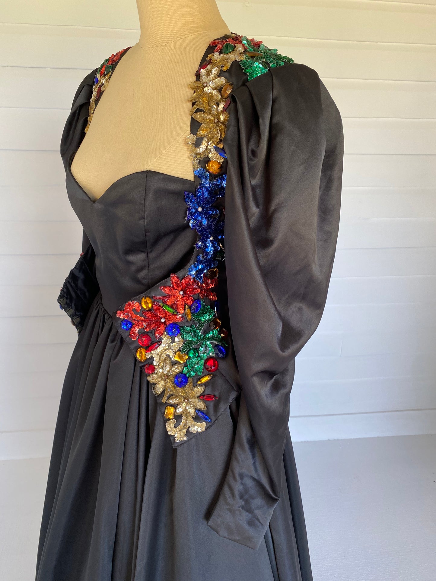 Stephen Fitzgerald Black Satin Ballgown and Jacket