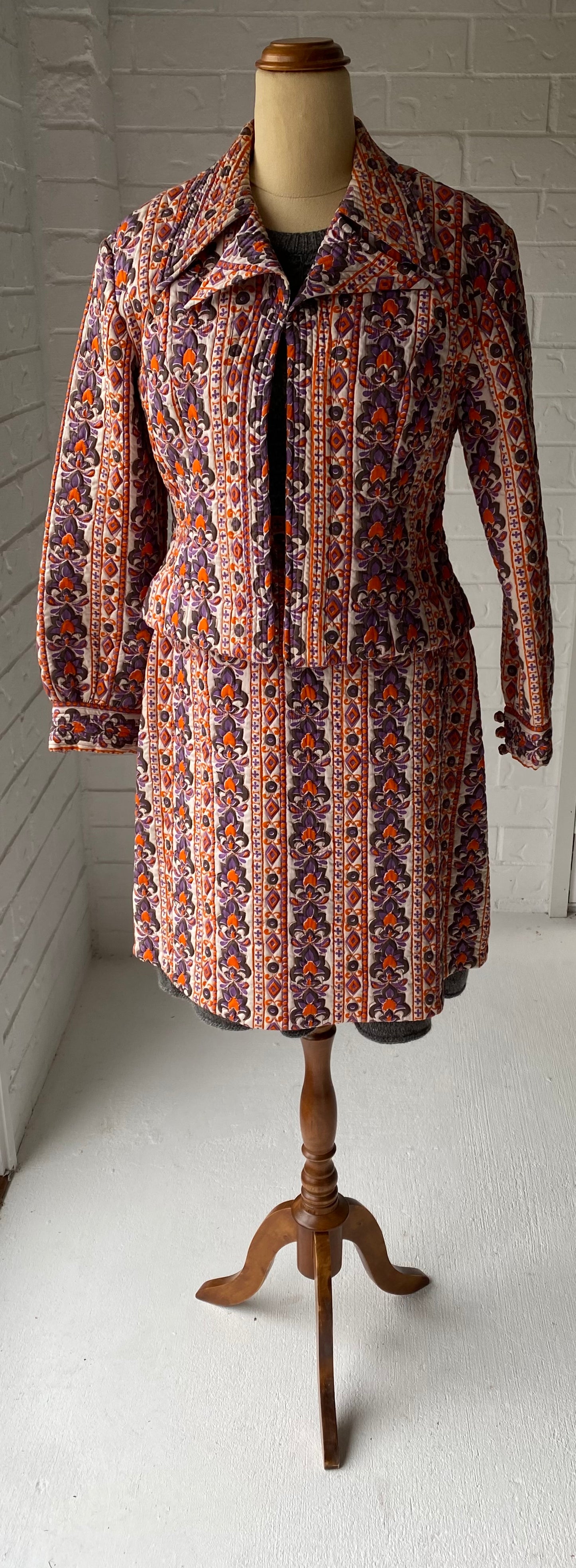 1970's Thelma Wood Thai Quilted Cotton Suit