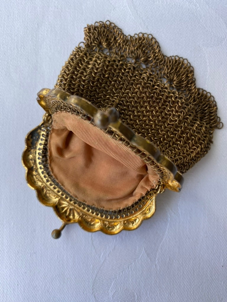 1970s Gold Plated Chain mail/ Metal Mesh Coin Purse