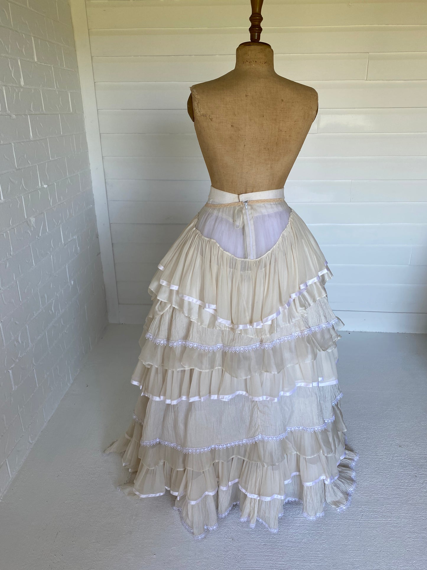 Couture Ivory Tiered Silk Skirt