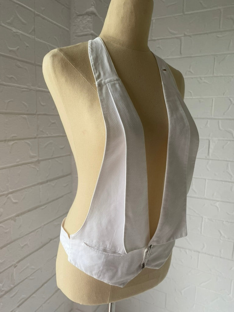 1920's Formal Cotton Pique Backless Waistcoat