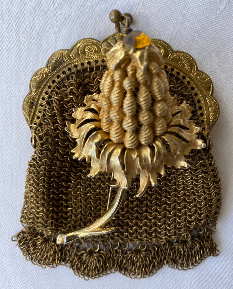 1970s Gold Plated Chain mail/ Metal Mesh Coin Purse