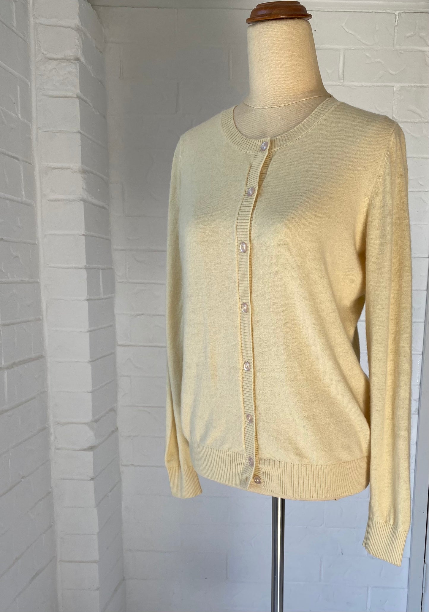 Soft Lemon Merino & Cashmere Cardigan by Bridge & Lord