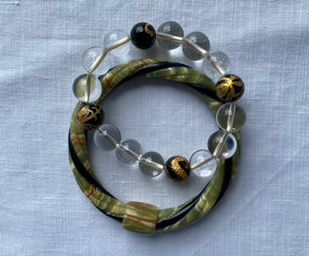 1970's Green Cellulose Tortoise Shell Twist Bangle
