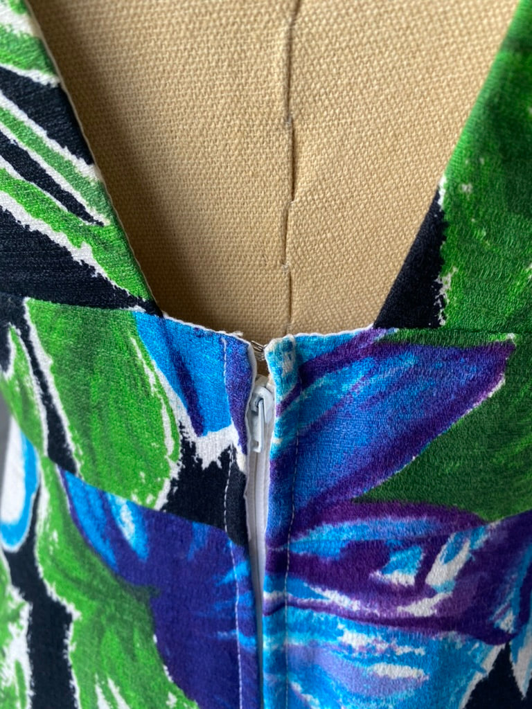 Bright Elegant 1970's Tori Richards Cotton Maxi Dress