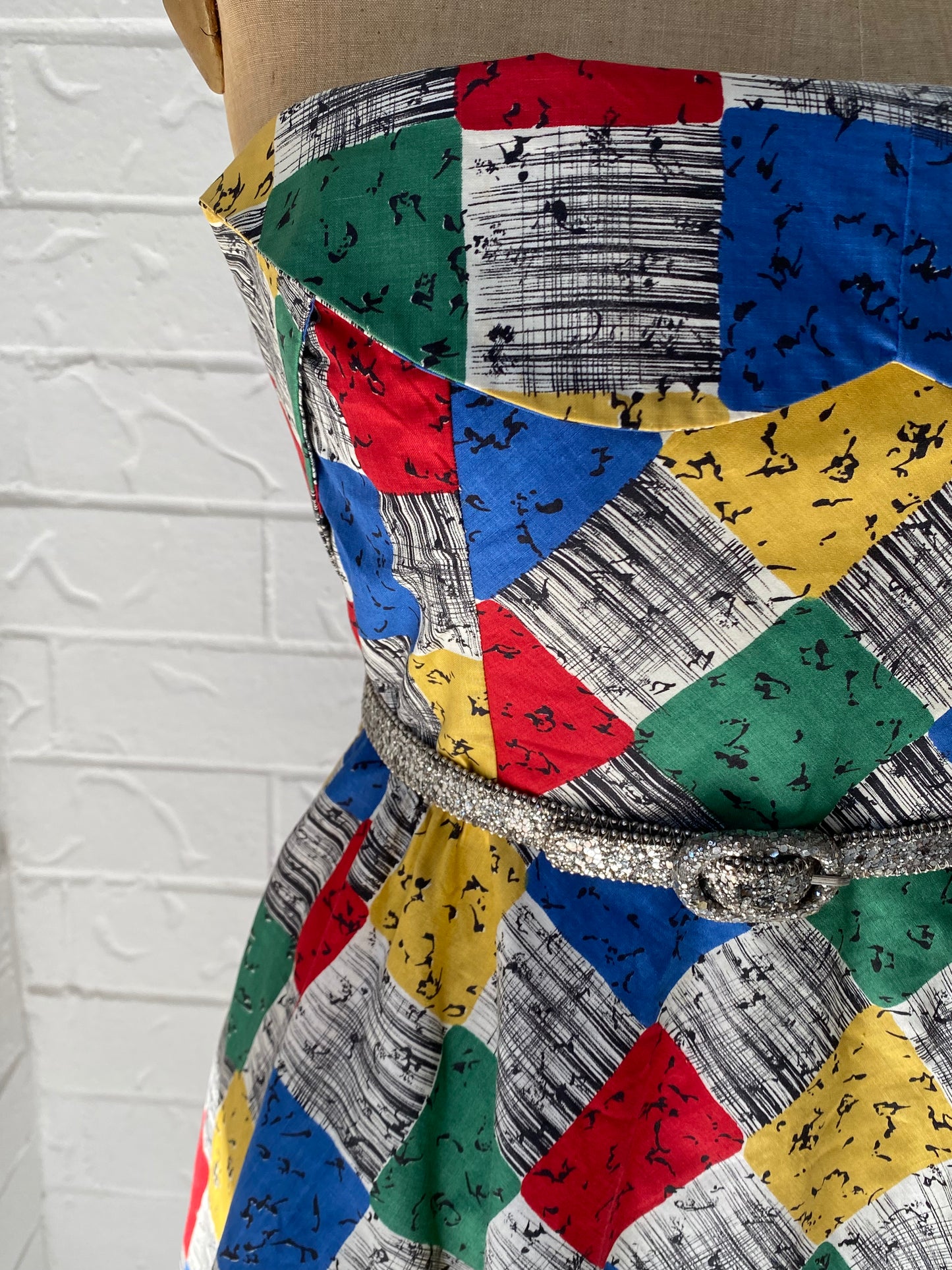 1950's Colourful Cotton Strapless Dress