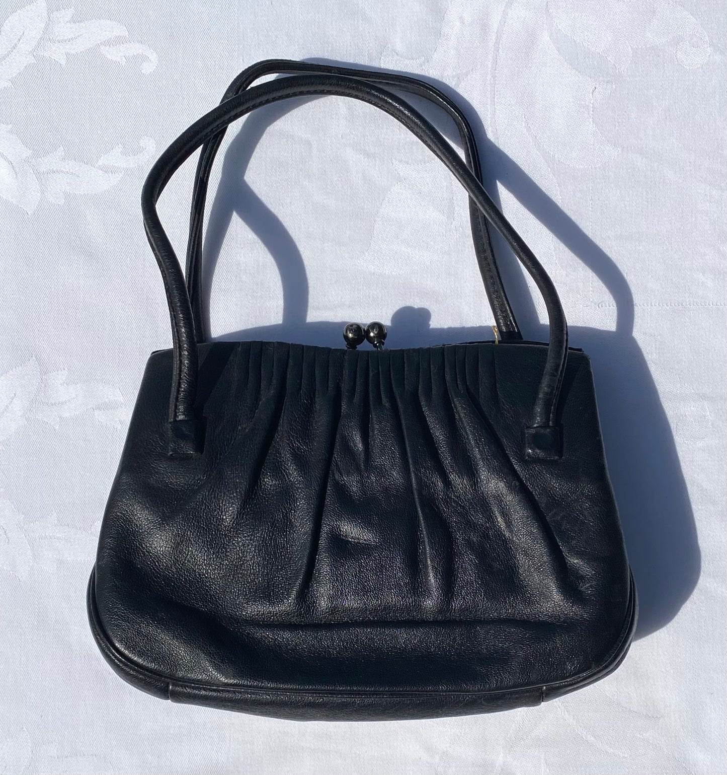 1960's Black Leather Handbag