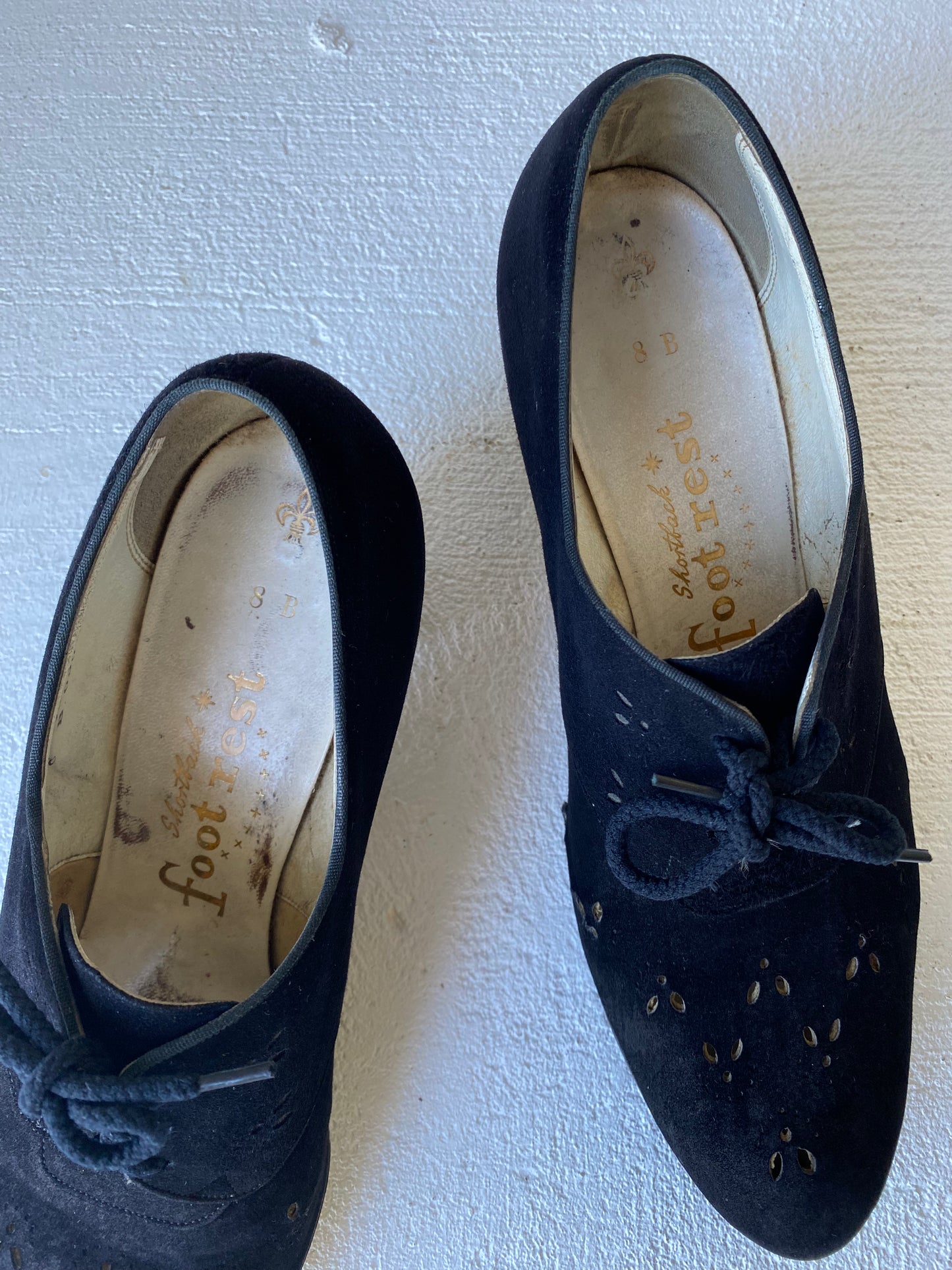 1940's Black Suede Lace Up Heels