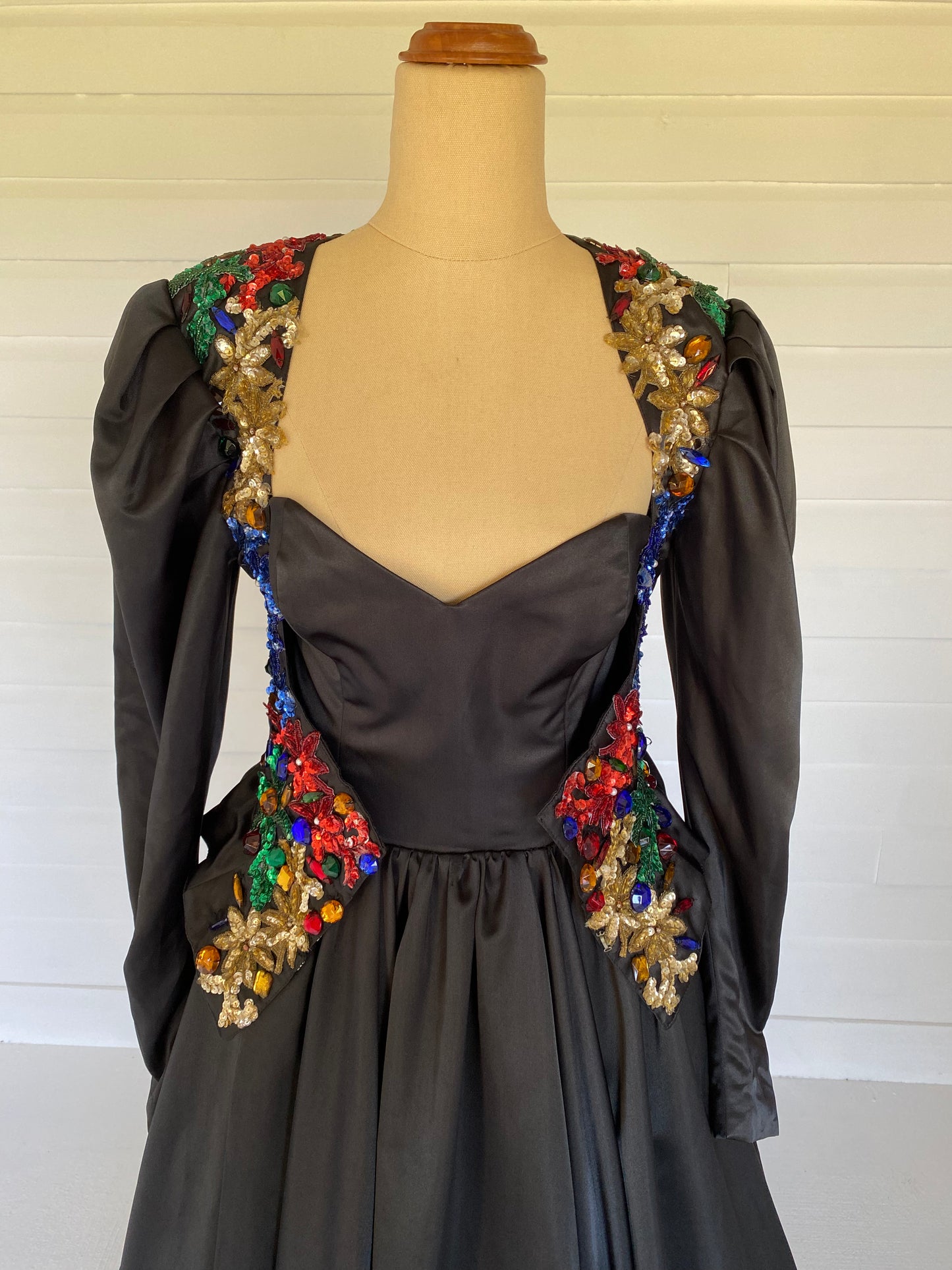 Stephen Fitzgerald Black Satin Ballgown and Jacket
