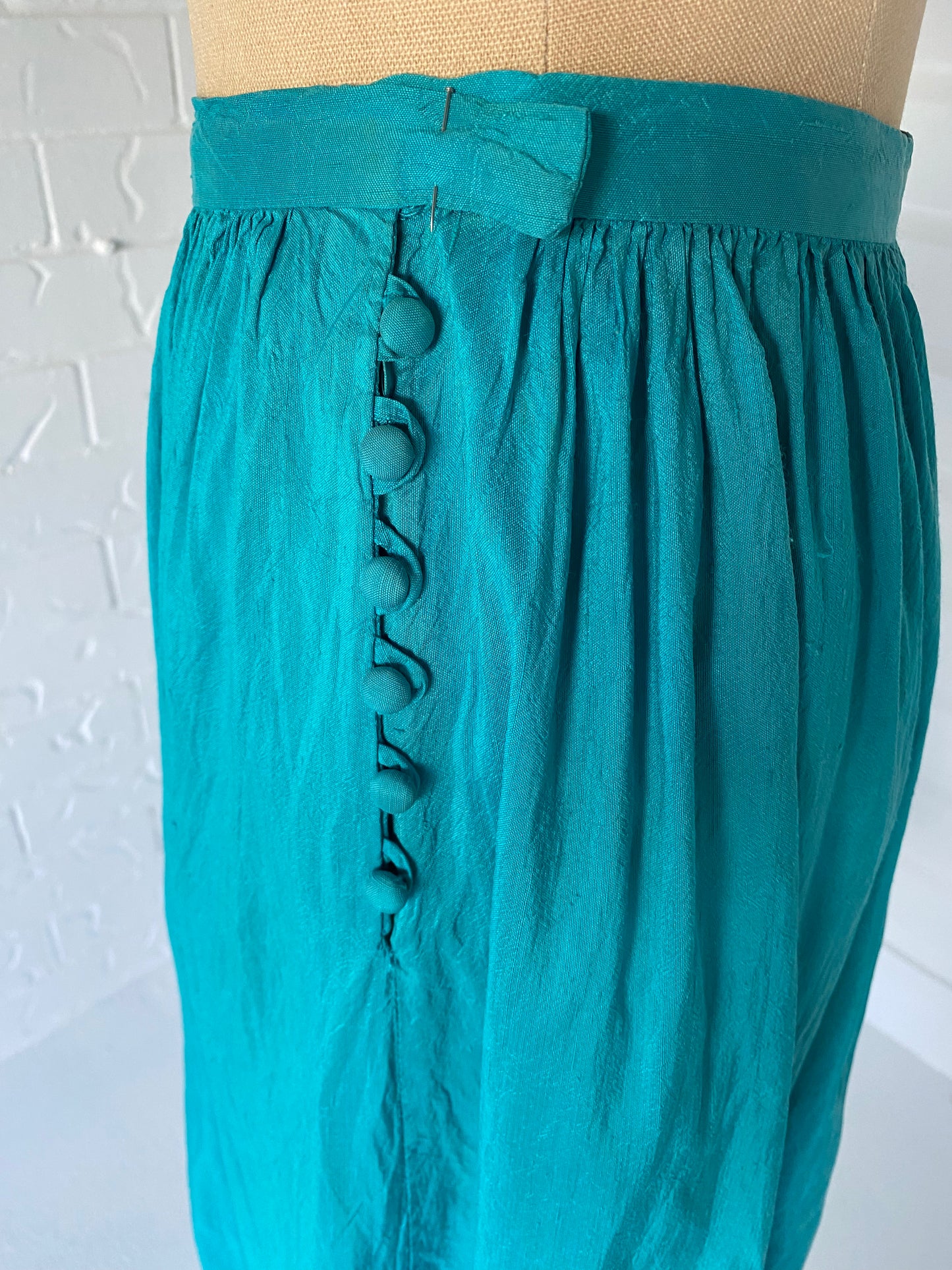 1960'S Turquoise Silk Skirt