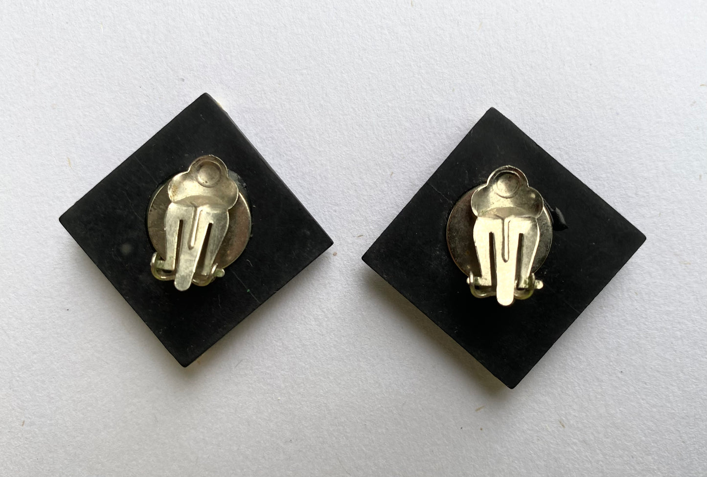 1980's Black & White Wooden Earrings