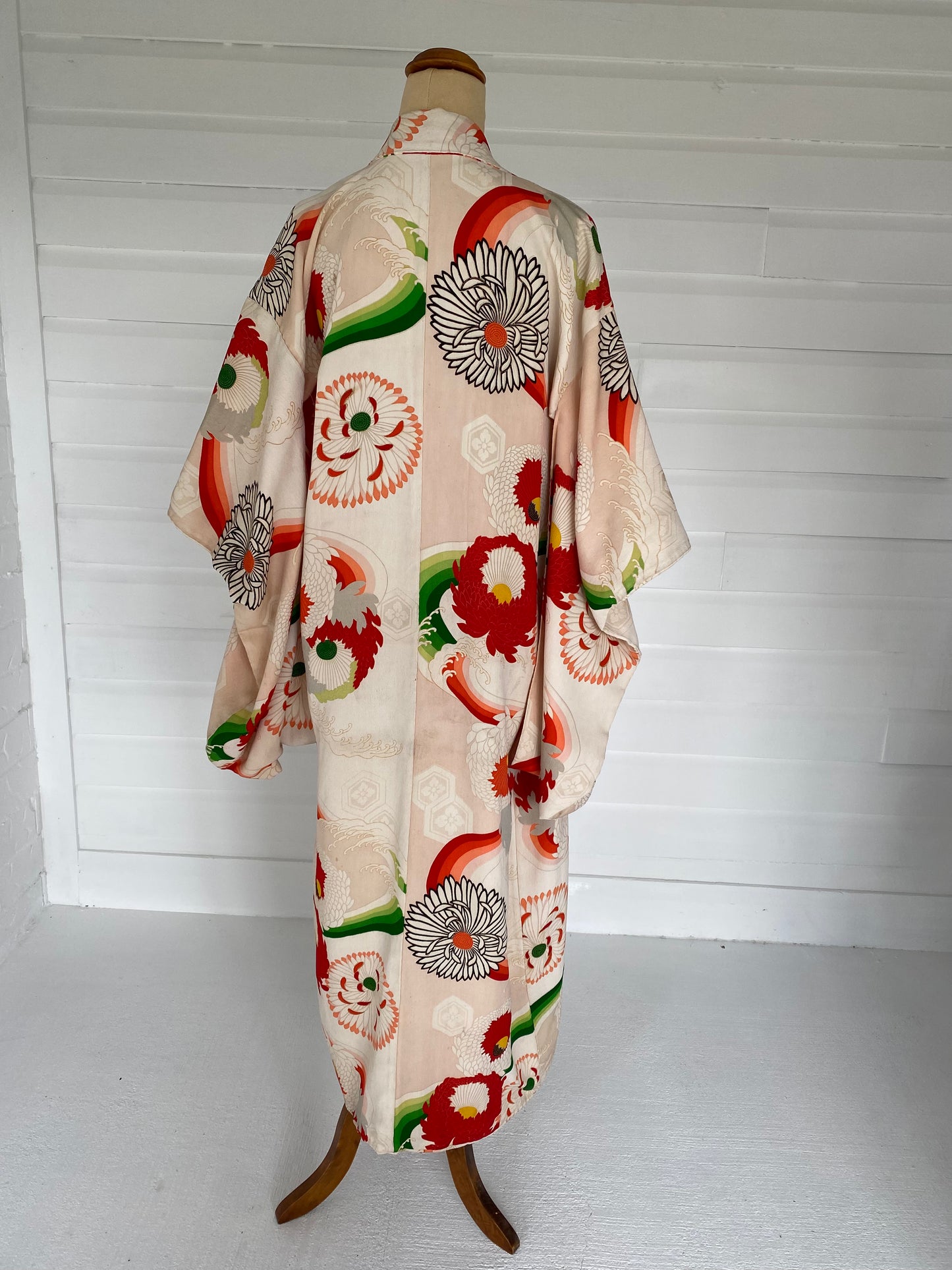 1960'S Vintage Silk Crepe Kimono