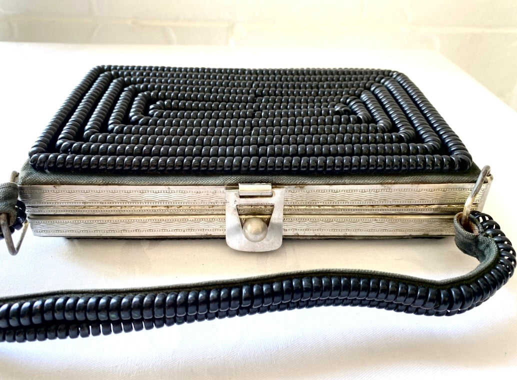 1940's Black Coil Handbag