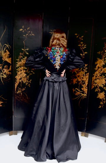 Stephen Fitzgerald Black Satin Ballgown and Jacket