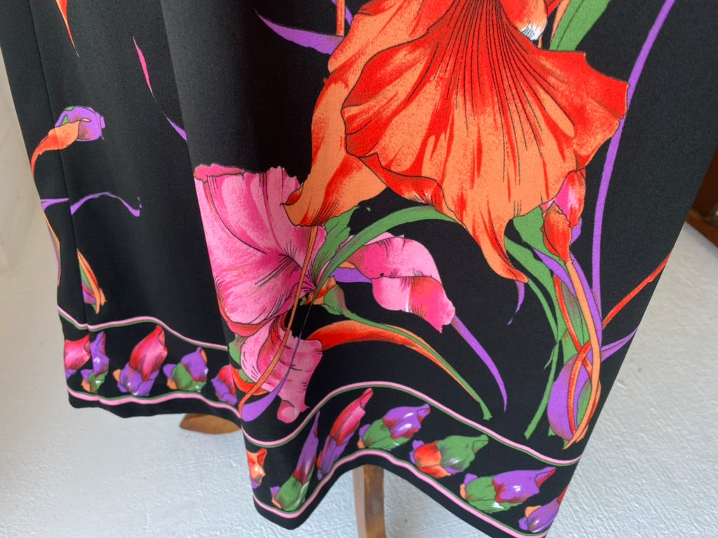 1970's Vintage KIO Floral Maxi SKirt + Fringed Tie/ Scarf