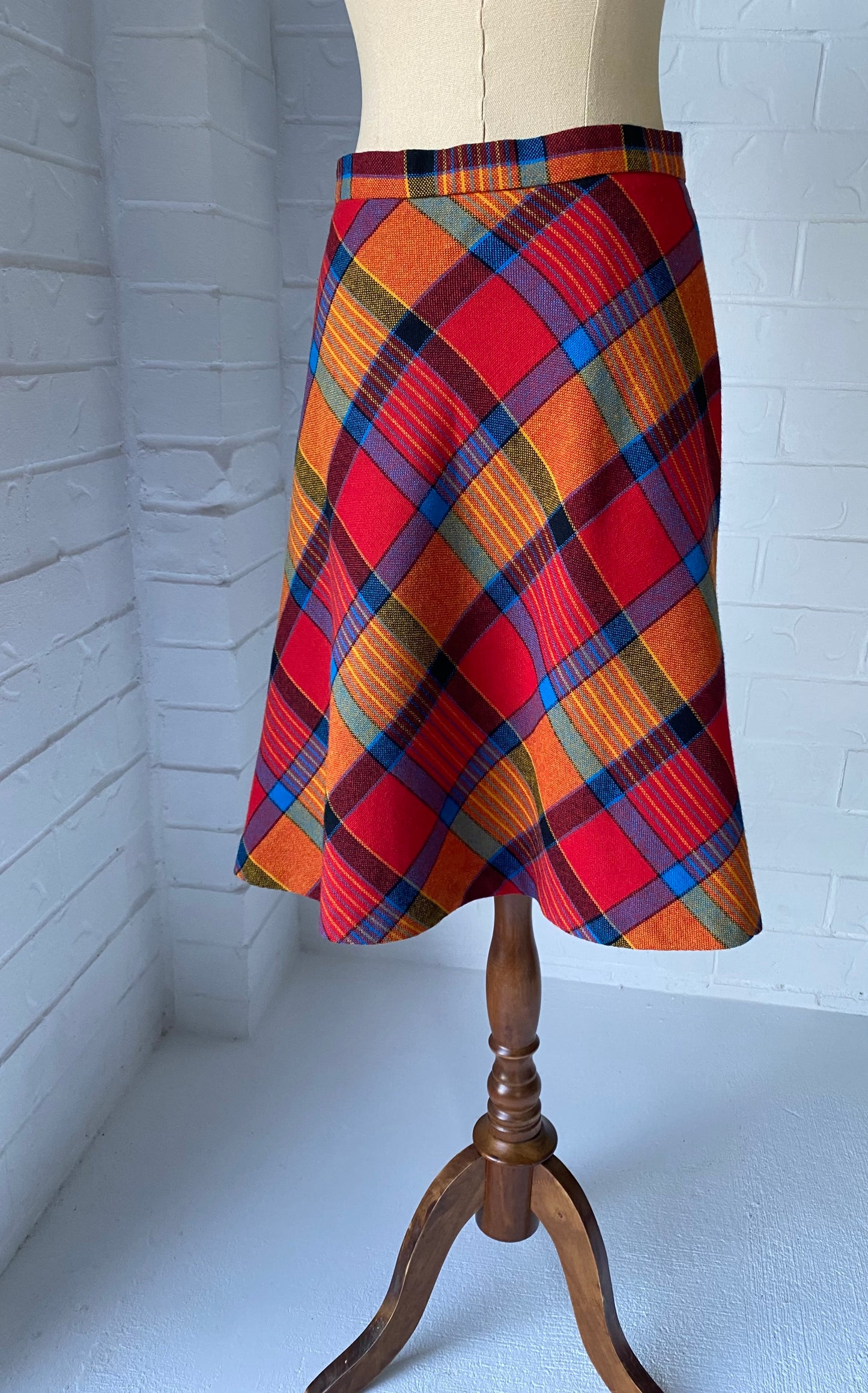 1970s Wool A Line Tartan Skirt by Torano
