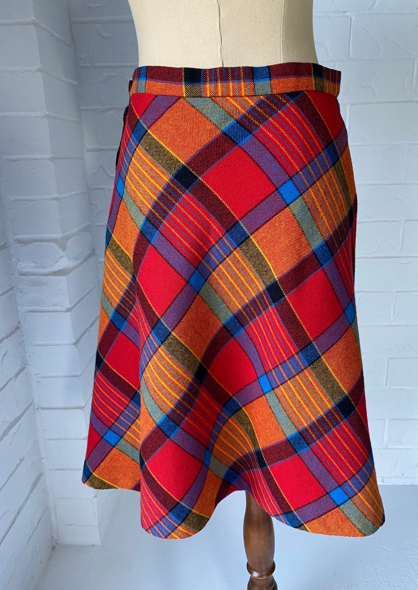 1970s Wool A Line Tartan Skirt by Torano