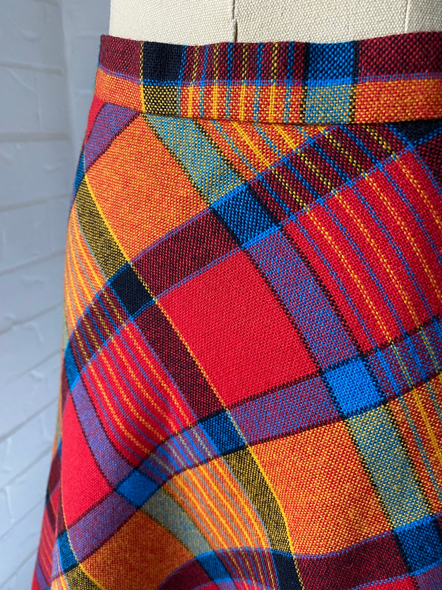 1970s Wool A Line Tartan Skirt by Torano