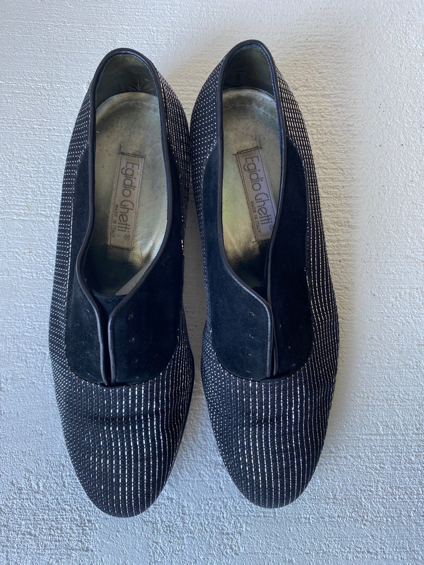 1980s Egidio Ghetti Suede & Silver Lame Loafers