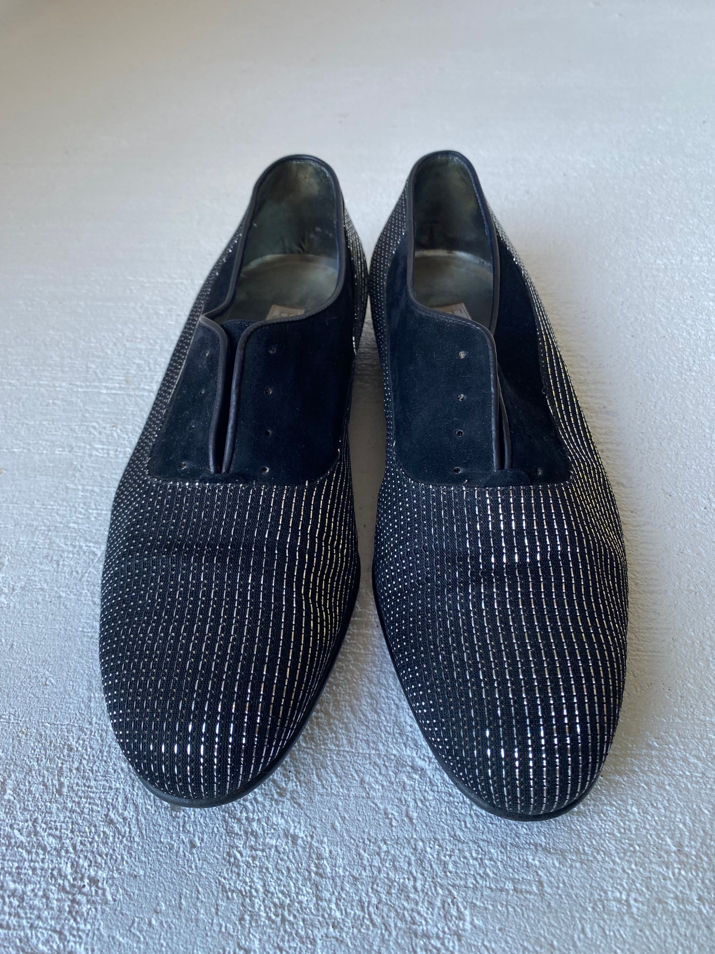 1980s Egidio Ghetti Suede & Silver Lame Loafers