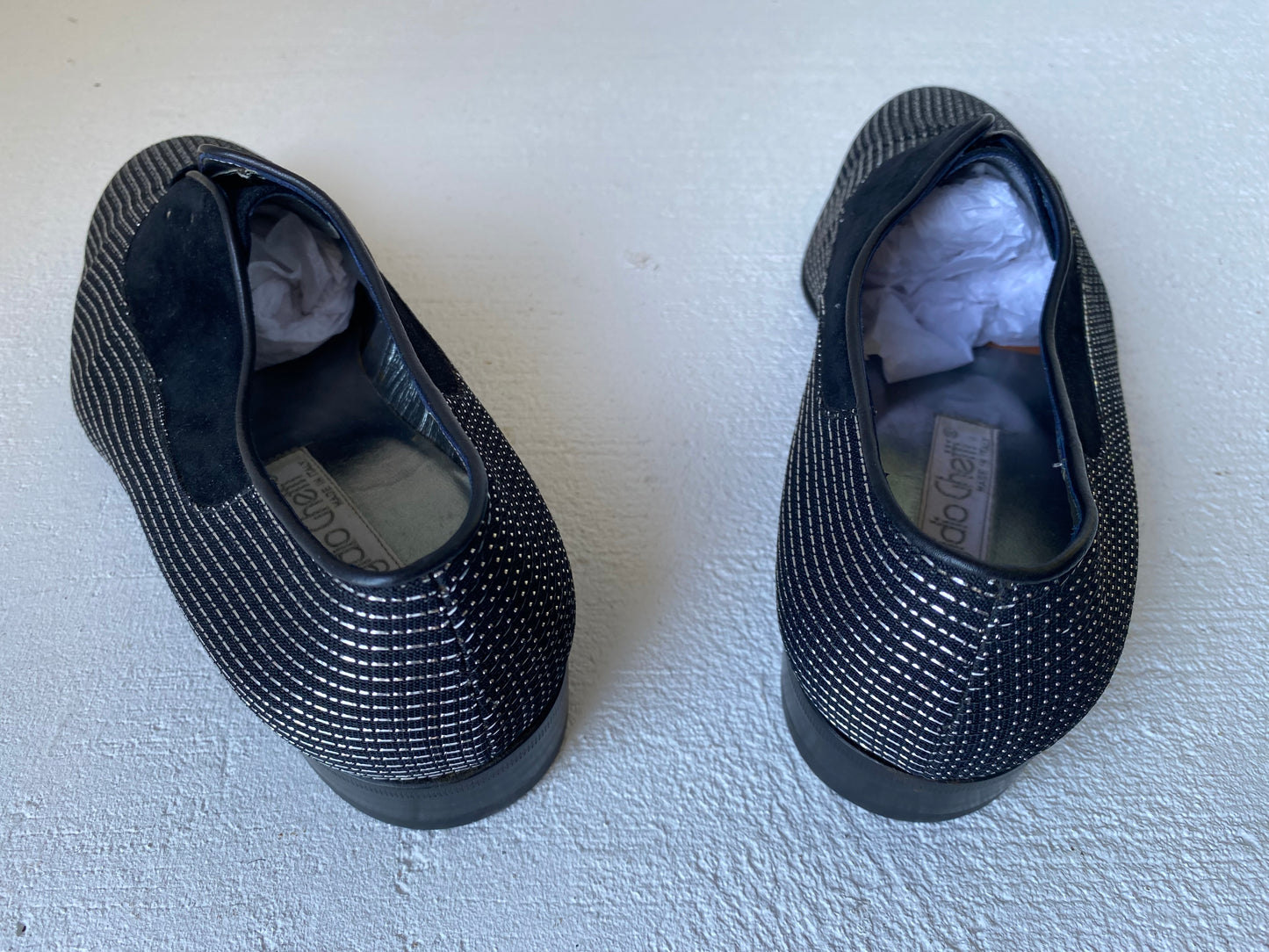 1980s Egidio Ghetti Suede & Silver Lame Loafers