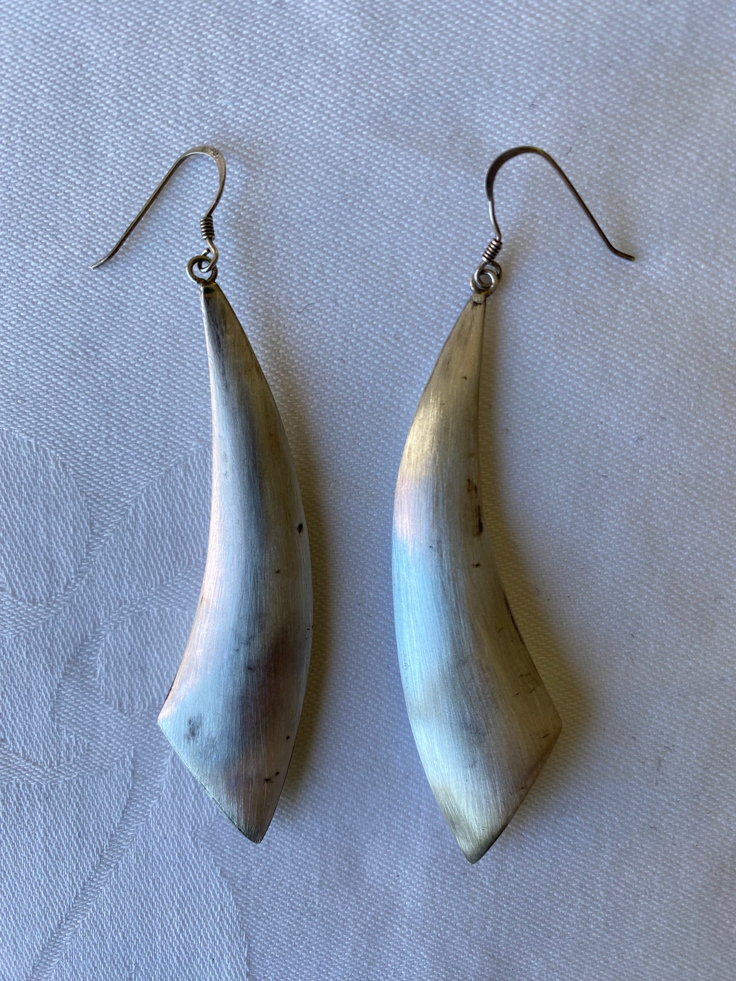 1970s Sterling Silver Scimitar Persian Sword Inspired Drop Earrings