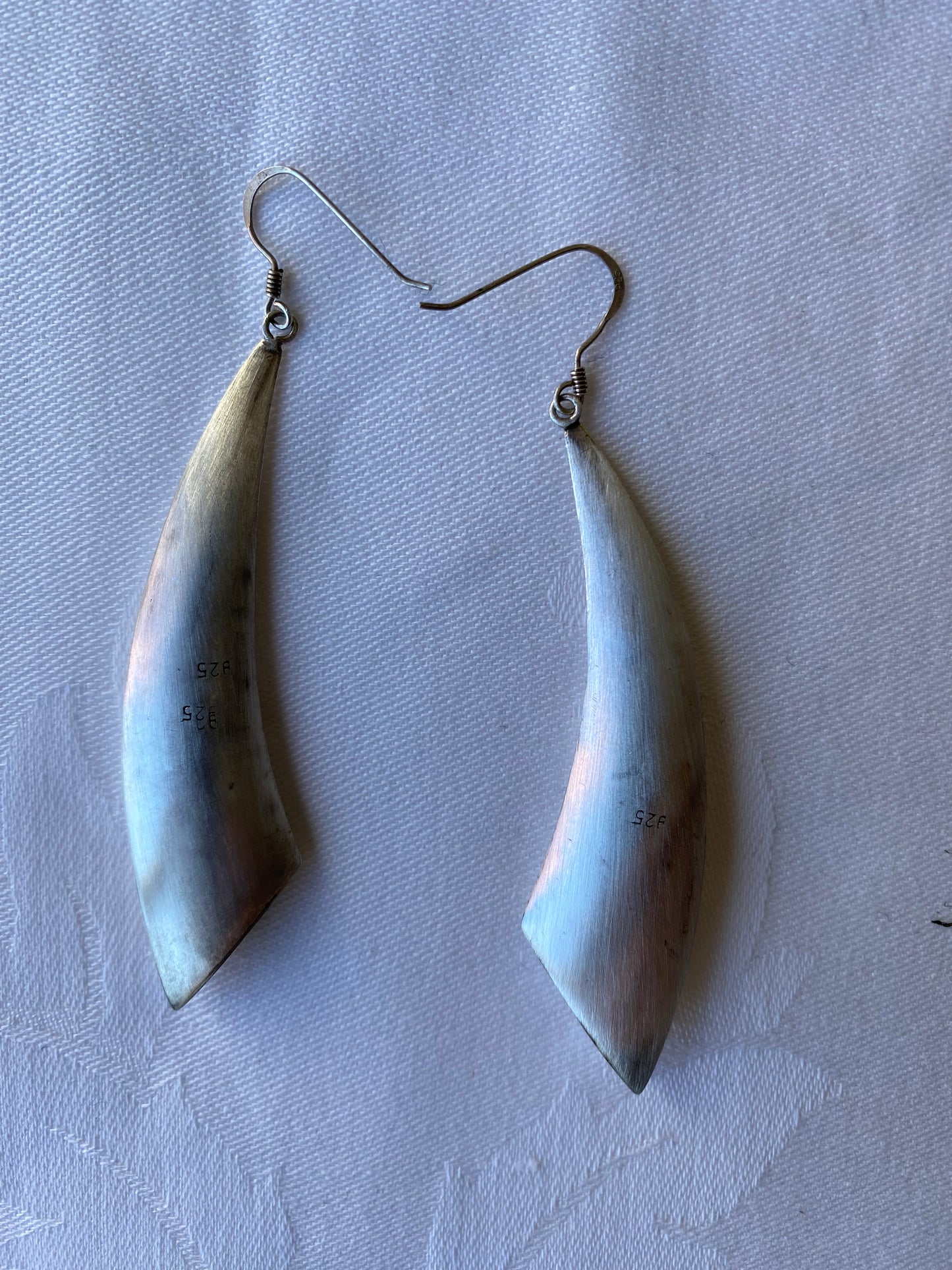 1970s Sterling Silver Scimitar Persian Sword Inspired Drop Earrings