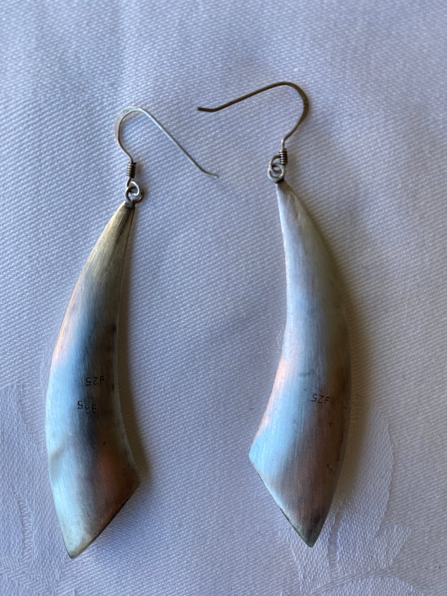 1970s Sterling Silver Scimitar Persian Sword Inspired Drop Earrings