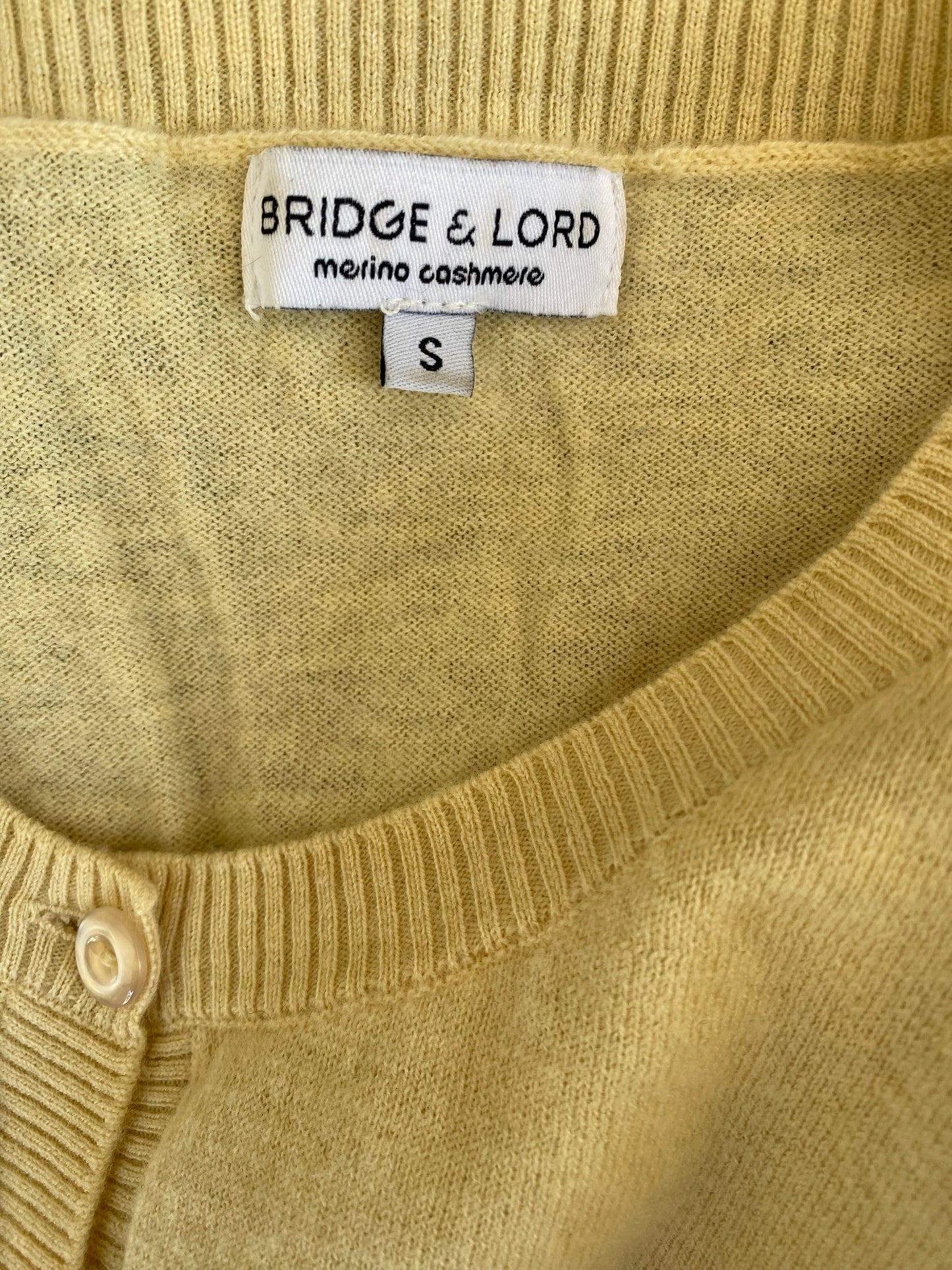 Soft Lemon Merino & Cashmere Cardigan by Bridge & Lord