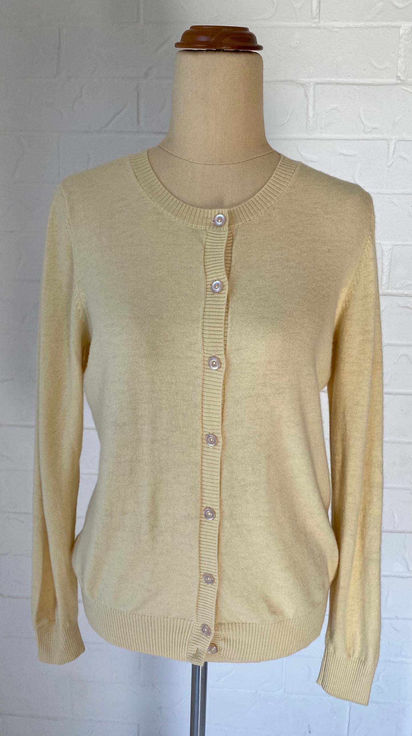 Soft Lemon Merino & Cashmere Cardigan by Bridge & Lord